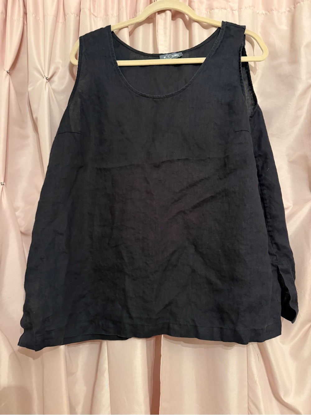 Go silk gosilk 100% linen tank top XL black